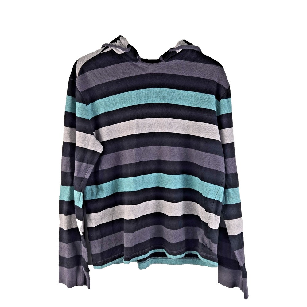 Tony Hawk‎ Striped Hoodie Pullover Long Sleeve Knit Top Skater Y2K Punk Men's L